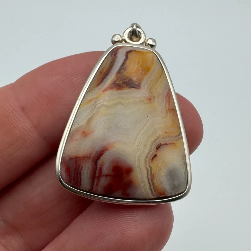 Sterling Silver 925 Geometric Gemstone Necklace - Picture 4 of 5